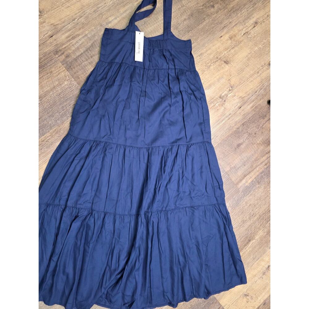 The Drop Britt Dress Navy Blue Tencel Lyocell Tiered Size XXS NWT - Picture 4 of 9